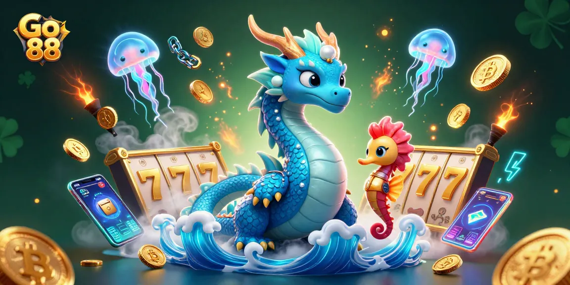 Experience Go 88's thrilling slot games with vibrant 3D characters amidst dynamic casino elements.