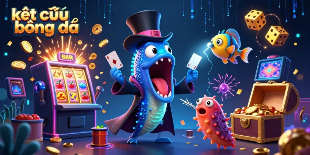 Experience kết quả bóng đá with a fun 3D deep-sea casino scene featuring unique characters and exciting casino elements.