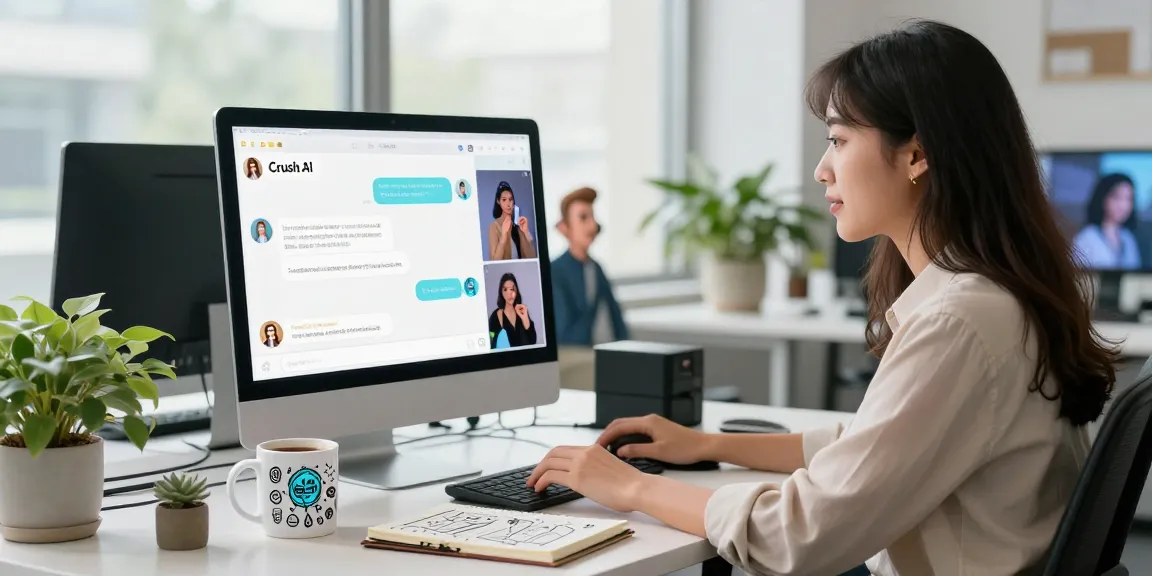 Interactive chat with crush ai in a modern office workspace.