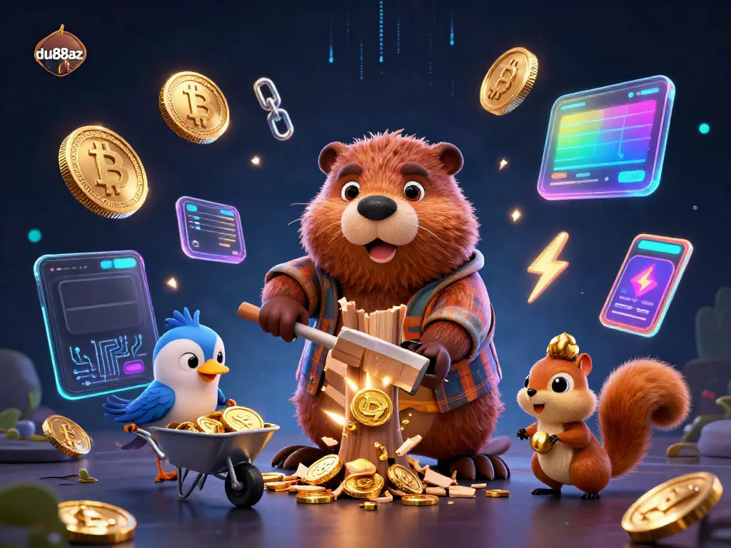 Join the fun with du88az as a beaver collects coins in a vibrant casino scene.