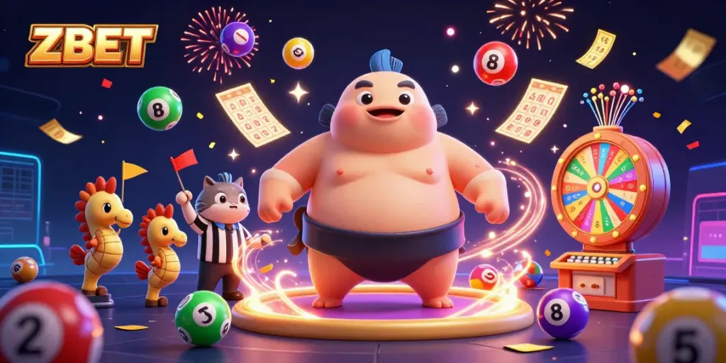 ZBET entertains players with interactive 3D visuals of a whimsical casino underwater scene filled with celebrations.