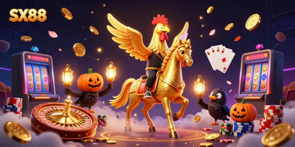 SX88 offers thrilling gaming experiences with immersive characters and casino elements in a vibrant environment.