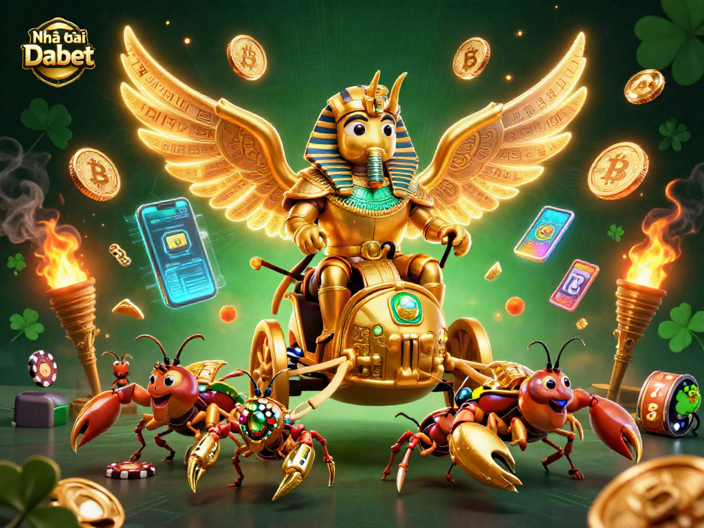 Engage with Nhà cái Dabet in a vibrant gambling atmosphere, featuring thrilling slot games and crypto elements.