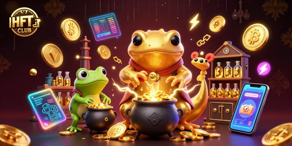 Spin to win with HITCLUB, showcasing a lively 3D casino scene rich with gold coins and vibrant digital elements.