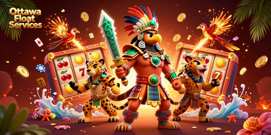Ottawa Float Services showcases exciting slot reels and dynamic characters in a colorful casino scene.