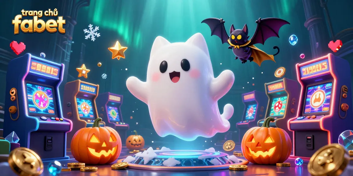 Engage with the thrilling atmosphere of trang chủ fabet in this detailed 3D casino scene featuring a ghost cat and vampire bat.