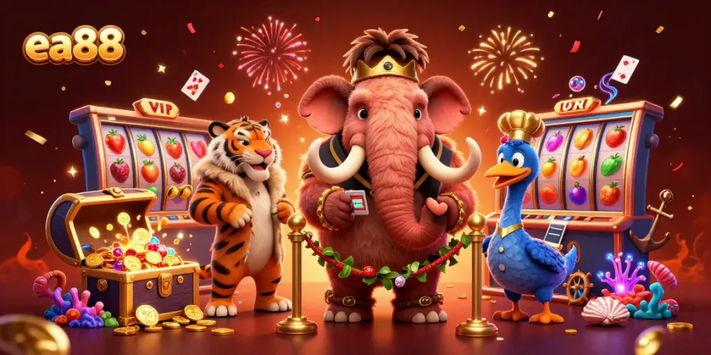Experience high-stakes play with ea88 at an animated casino scene featuring vibrant characters and rich details.