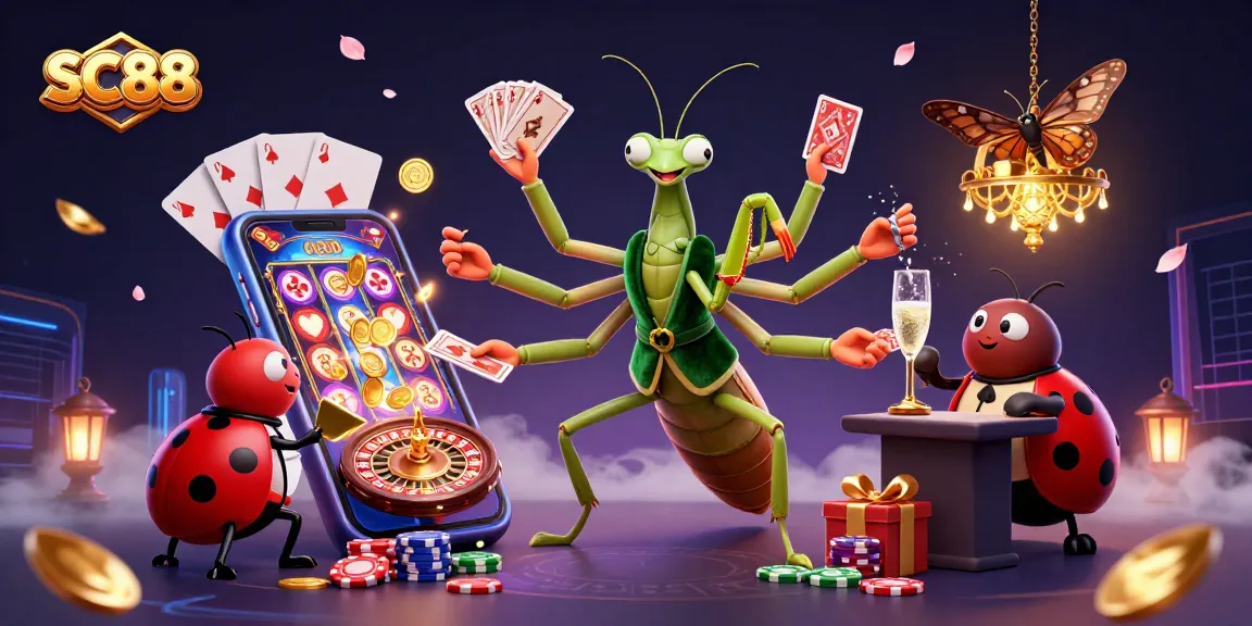 SC88 showcases vibrant slot games and dynamic casino action in a lively, colorful scene.