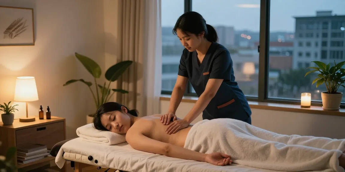 출장마사지 session in a cozy wellness environment with relaxing ambiance.