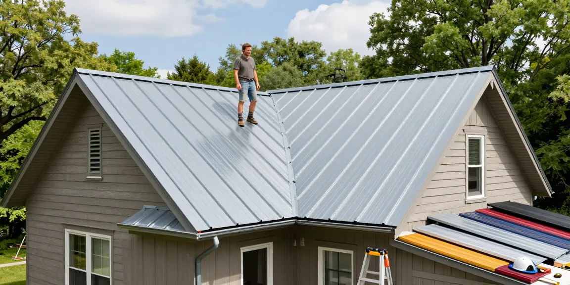 Metal roofing Ontario installation shown on a sunny day in a residential area, highlighting durability and style.