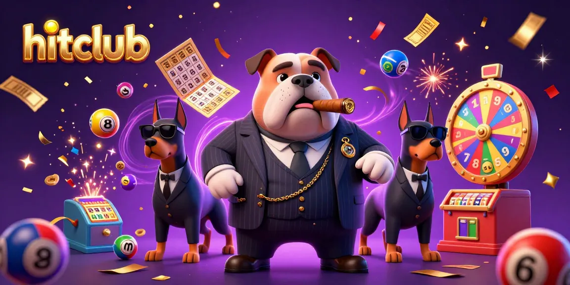 Win big with hitclub in an exciting lottery scene featuring energetic characters and colorful game elements.