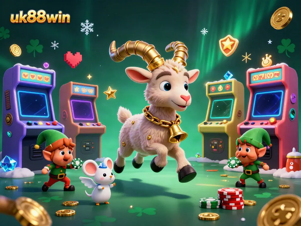 Experience the excitement of uk88win with lively casino elements and playful characters in a festive scene.