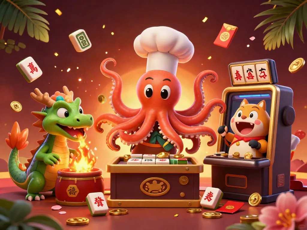 Experience thrilling gameplay at situs slot with dynamic characters and rich casino elements in a vibrant illustration.