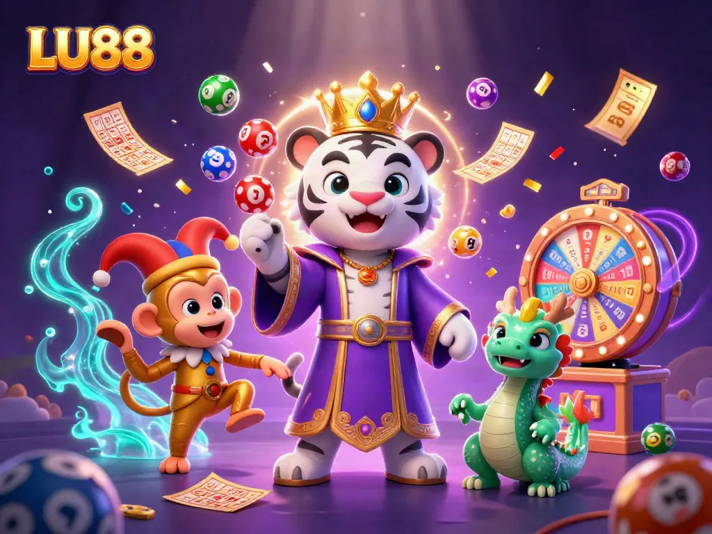 LU88 offers engaging moments with a vibrant 3D scene featuring a royal tiger and playful characters.
